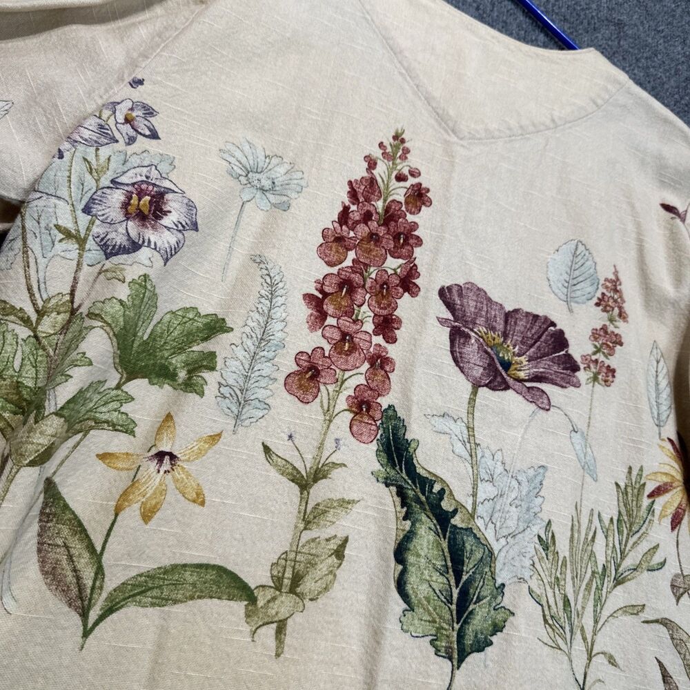 Vintage Orvis Womens XL Floral Botanical Jacket Beige Cottagecore - Picture 11 of 11